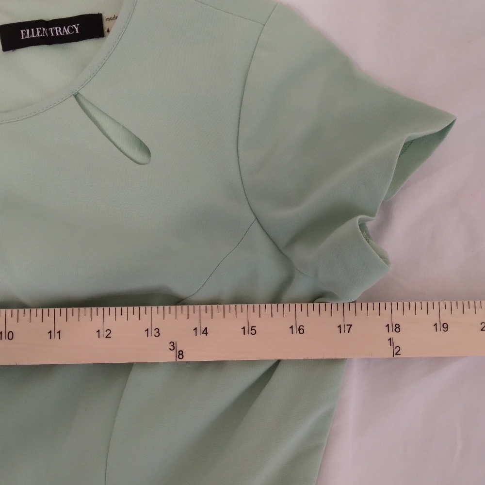 POCKETS Size 4 Mint Green Ellen Tracy Dress Pleated Career - Picture 7 of 9